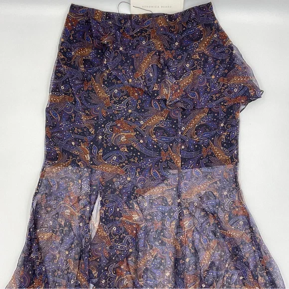 Veronica Beard NWT Trixie Silk Handkerchief Chiffon Ruffle Asymmetric Midi 4 - Picture 12 of 16